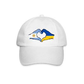Argentina Ukraine Flag Hands Heart Shape - Baseball Cap - white/white - Front