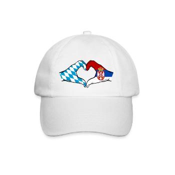 Bavaria Serbia Flag Hands Heart Shape - Baseball Cap - white/white - Front