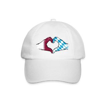 Qatar Bavaria Flag Hands Heart Shape Used - Baseball Cap - white/white - Front