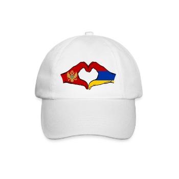 Montenegro Armenia Flag Hands Heart Shape - Baseball Cap - white/white - Front