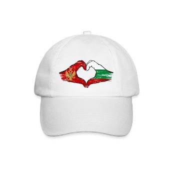 Monténégro Bulgarie Drapeau Mains Coeur Forme Utilisé - Casquette classique - blanc/blanc - Devant