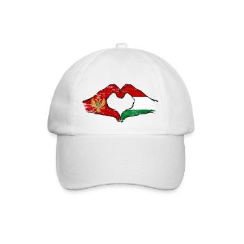 Montenegro Hungary Flag Hands Heart Shape Used - Baseball Cap - white/white - Front