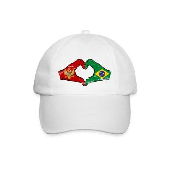 Montenegro Brazil Flag Hands Heart Shape Used - Baseball Cap - white/white - Front