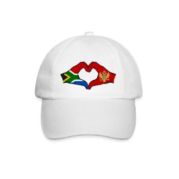 South Africa Montenegro Flag Hands Heart Shape - Baseball Cap - white/white - Front