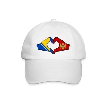 Bosnien Montenegro Flagge Hände Herzform - Baseballkappe - Weiß/Weiß - Vorne