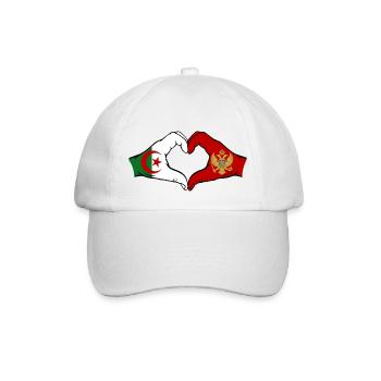 Algeria Montenegro Flag Hands Heart Shape - Baseball Cap - white/white - Front