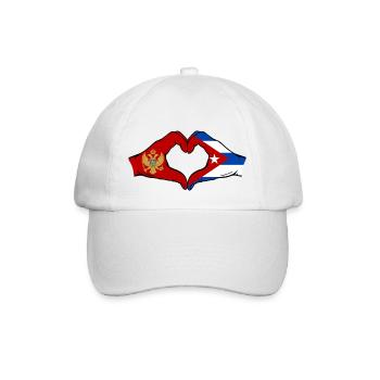 Montenegro Kuba Flagge Hände Herzform - Baseballkappe - Weiß/Weiß - Vorne