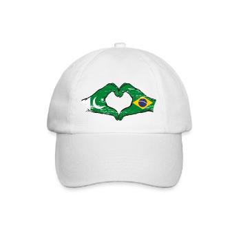 Pakistan Brésil drapeau mains forme de coeur utilisé - Casquette classique - blanc/blanc - Devant