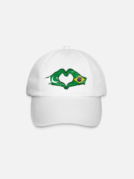 Pakistan Brésil drapeau mains forme de coeur utilisé - Casquette classique - blanc/blanc