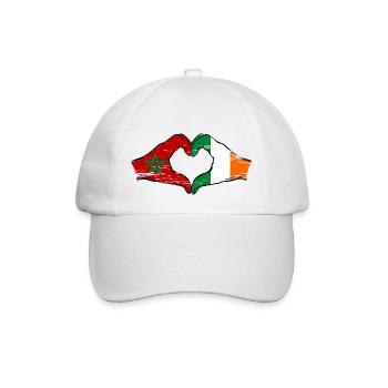 Marokko Irland Flagge Hände Herzform used - Baseballkappe - Weiß/Weiß - Vorne