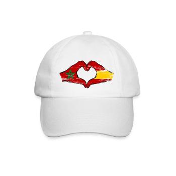 Marokko Spanien Flagge Hände Herzform used - Baseballkappe - Weiß/Weiß - Vorne