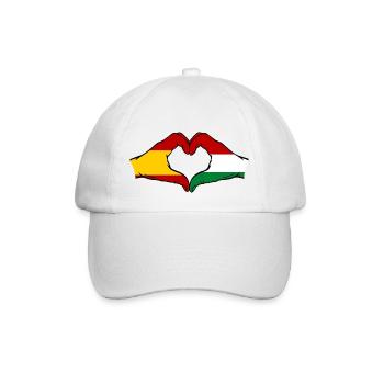 Spain Hungary Flag Hands Heart Shape - Baseball Cap - white/white - Front