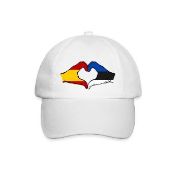 Spanien Estland Flagge Hände Herzform - Baseballkappe - Weiß/Weiß - Vorne