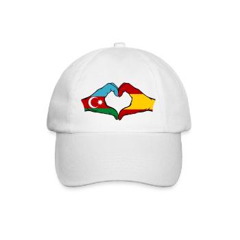 Aserbaidschan Spanien Flagge Haende Herzform - Baseballkappe - Weiß/Weiß - Vorne