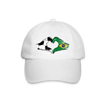 Brazil Football Flag Hands Heart Shape Used - Baseball Cap - white/white - Front