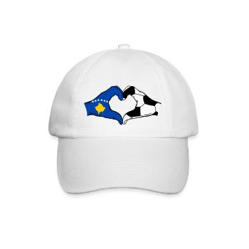 Kosovo Football Flag Hands Heart Shape - Baseball Cap - white/white - Front