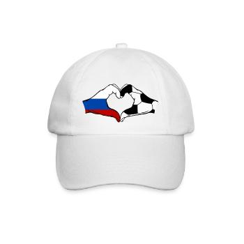 Russland Fussball Flagge Haende Herzform - Baseballkappe - Weiß/Weiß - Vorne