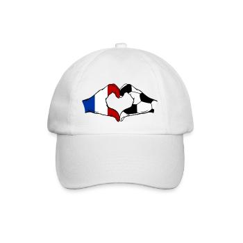 Frankreich Fussball Flagge Haende Herzform - Baseballkappe - Weiß/Weiß - Vorne