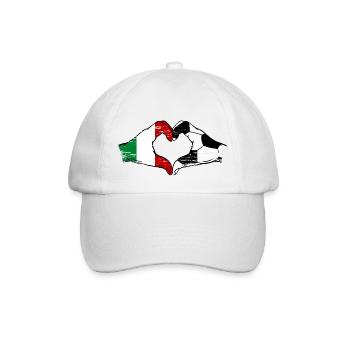 Italy Football Flag Hands Heart Shape Used - Baseball Cap - white/white - Front