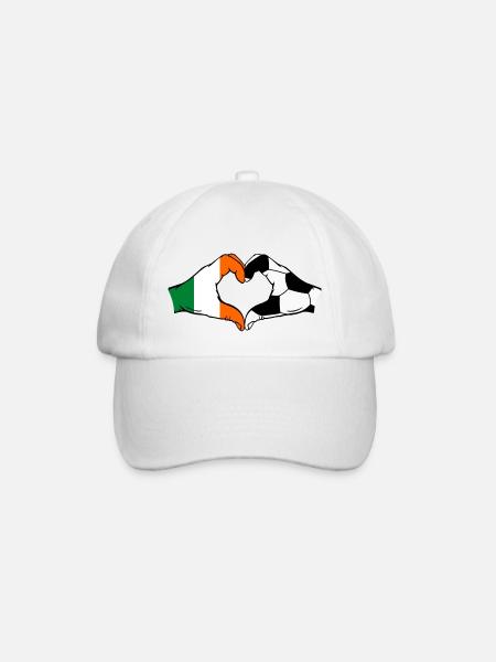 Ireland Football Flag Hands Heart Shape - Baseball Cap - white/white