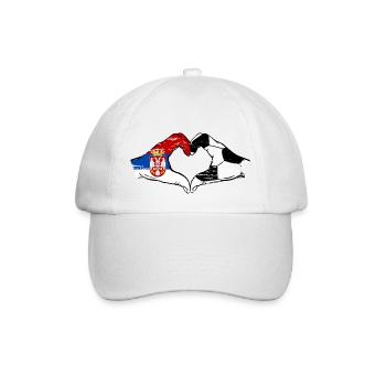 Serbie Football Drapeau Mains Coeur Forme Utilisé - Casquette classique - blanc/blanc - Devant