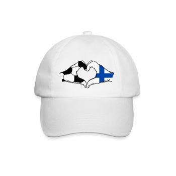 Finnland Fussball Flagge Haende Herzform - Baseballkappe - Weiß/Weiß - Vorne