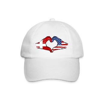 Denmark USA Flag Hands Heart Shape Used - Baseball Cap - white/white - Front