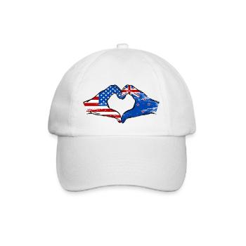 USA Neuseeland Flagge Haende Herzform used - Baseballkappe - Weiß/Weiß - Vorne