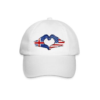 Iceland USA Flag Hands Heart Shape Used - Baseball Cap - white/white - Front
