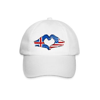 Iceland USA Flag Hand Heart Shape - Baseball Cap - white/white - Front