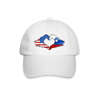 États-Unis Slovénie drapeau main coeur utilisé - Casquette classique - blanc/blanc - Devant