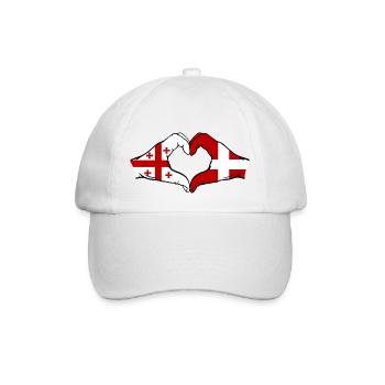 Georgien Daenemark Flagge Haende Herzform - Baseballkappe - Weiß/Weiß - Vorne