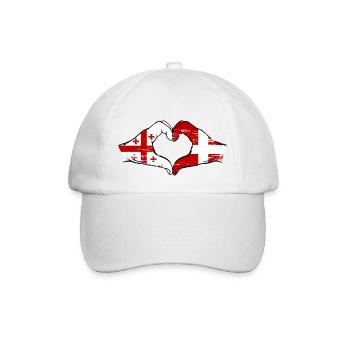 Georgien Daenemark Flagge Haende Herzform used - Baseballkappe - Weiß/Weiß - Vorne
