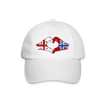 Georgien Norwegen Flagge Haende Herzform used - Baseballkappe - Weiß/Weiß - Vorne