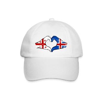 Georgia Iceland Flag Hands Heart Shape Used - Baseball Cap - white/white - Front