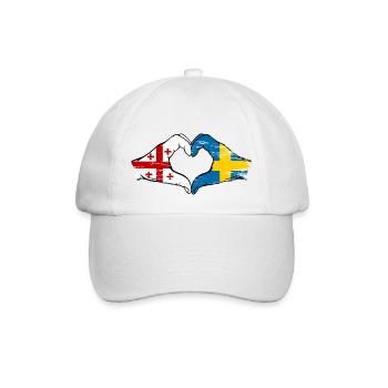 Georgien Schweden Flagge Haende Herzform used - Baseballkappe - Weiß/Weiß - Vorne