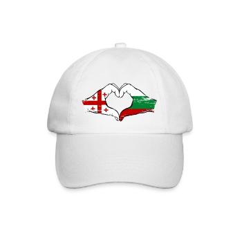 Georgien Bulgarien Flagge Haende Herzform used - Baseballkappe - Weiß/Weiß - Vorne