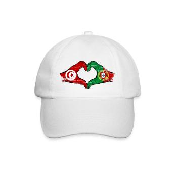Tunisia Portugal Flag Hands Heart Shape Used - Baseball Cap - white/white - Front