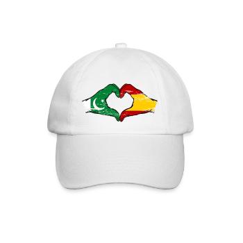 Pakistan Spanien Flagge Haende Herzform - Baseballkappe - Weiß/Weiß - Vorne