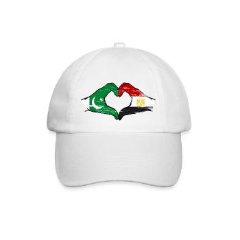 Pakistan Egypt Flag Hands Heart Shape - Baseball Cap - white/white - Front