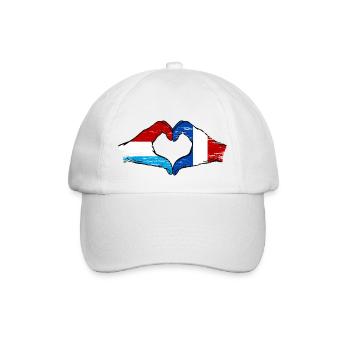 Luxemburg Frankreich Flagge Haende Herzform used - Baseballkappe - Weiß/Weiß - Vorne