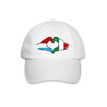 Luxembourg Italy Flag Hands Heart Shape Used - Baseball Cap - white/white - Front