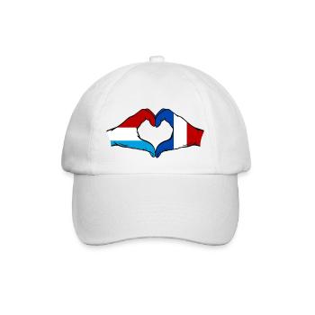 Luxembourg France Flag Hands Heart Shape - Baseball Cap - white/white - Front