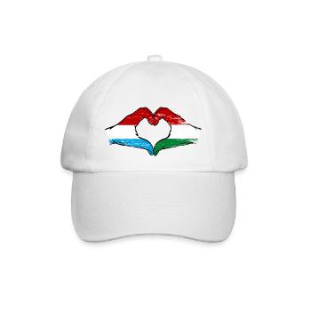 Luxembourg Hongrie drapeau mains forme de coeur utilisé - Casquette classique - blanc/blanc - Devant