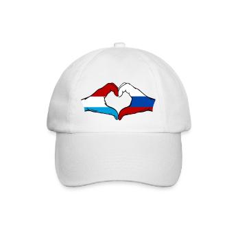 Luxembourg Russie Drapeau Mains Coeur Forme - Casquette classique - blanc/blanc - Devant