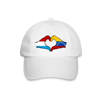 Luxembourg Venezuela Flag Hand Heart Shape - Baseball Cap - white/white - Front