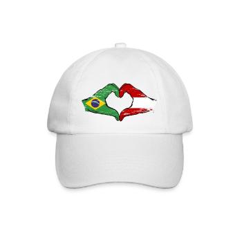 Brasilien Österreich Flagge Haende Herzform used - Baseballkappe - Weiß/Weiß - Vorne