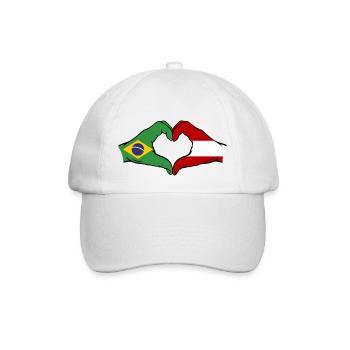 Brasilien Österreich Flagge Haende Herzform - Baseballkappe - Weiß/Weiß - Vorne