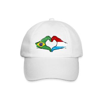 Brésil Luxembourg Drapeau Mains Coeur Forme Utilisé - Casquette classique - blanc/blanc - Devant