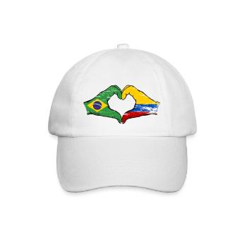 Brasilien Kolumbien Flagge Haende Herzform used - Baseballkappe - Weiß/Weiß - Vorne